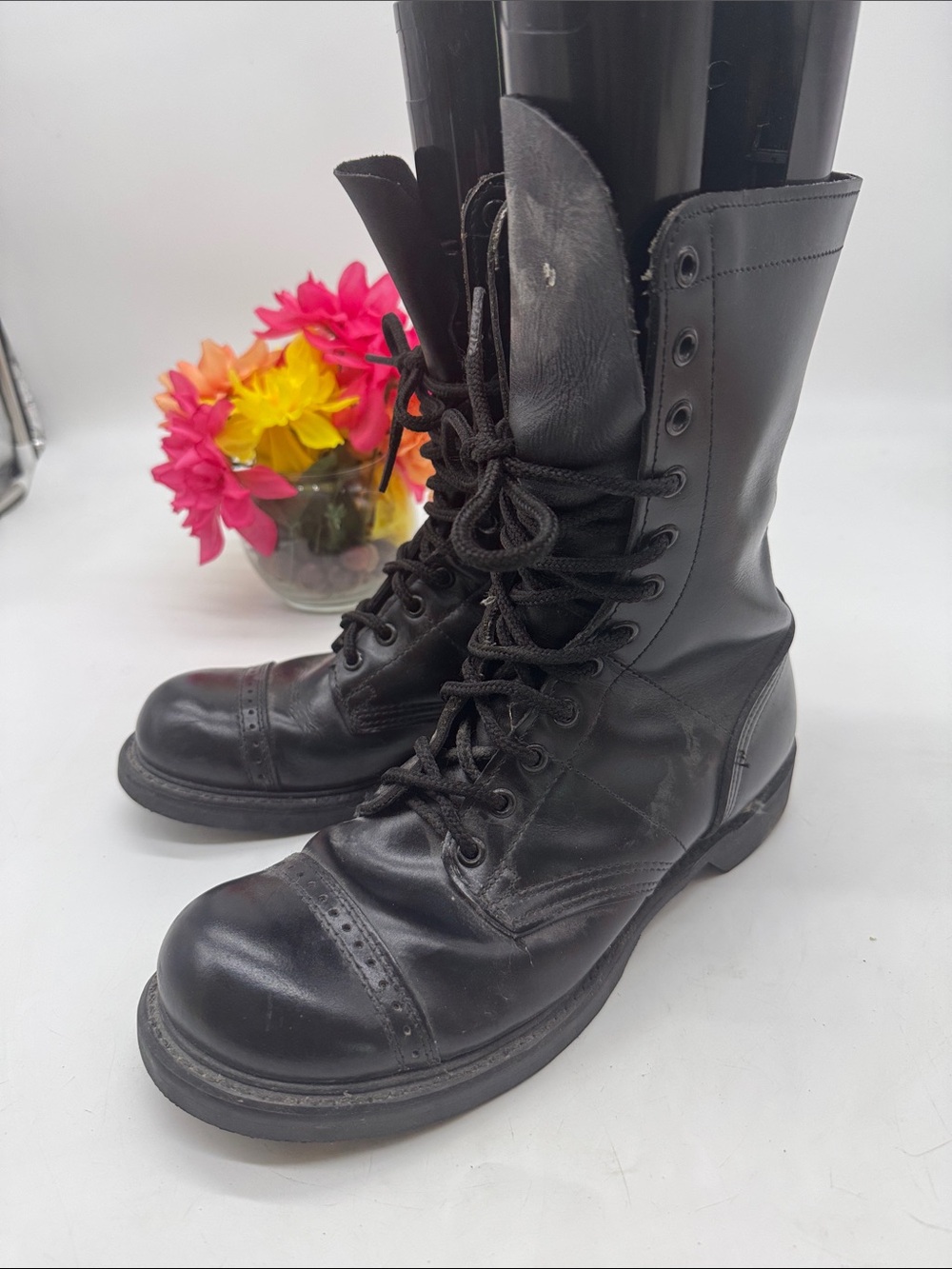 Combat Boots Original Issue Black Leather Lace-Up Boots Mens Size 8